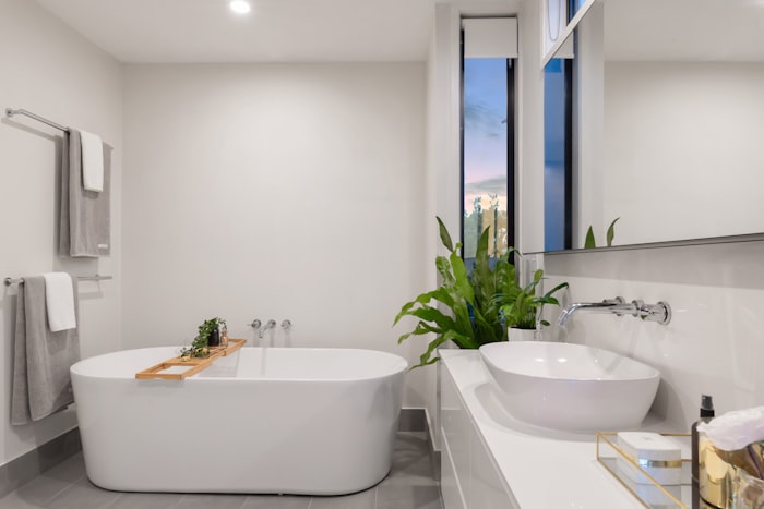 Bathroom remodel with tile and fixtures